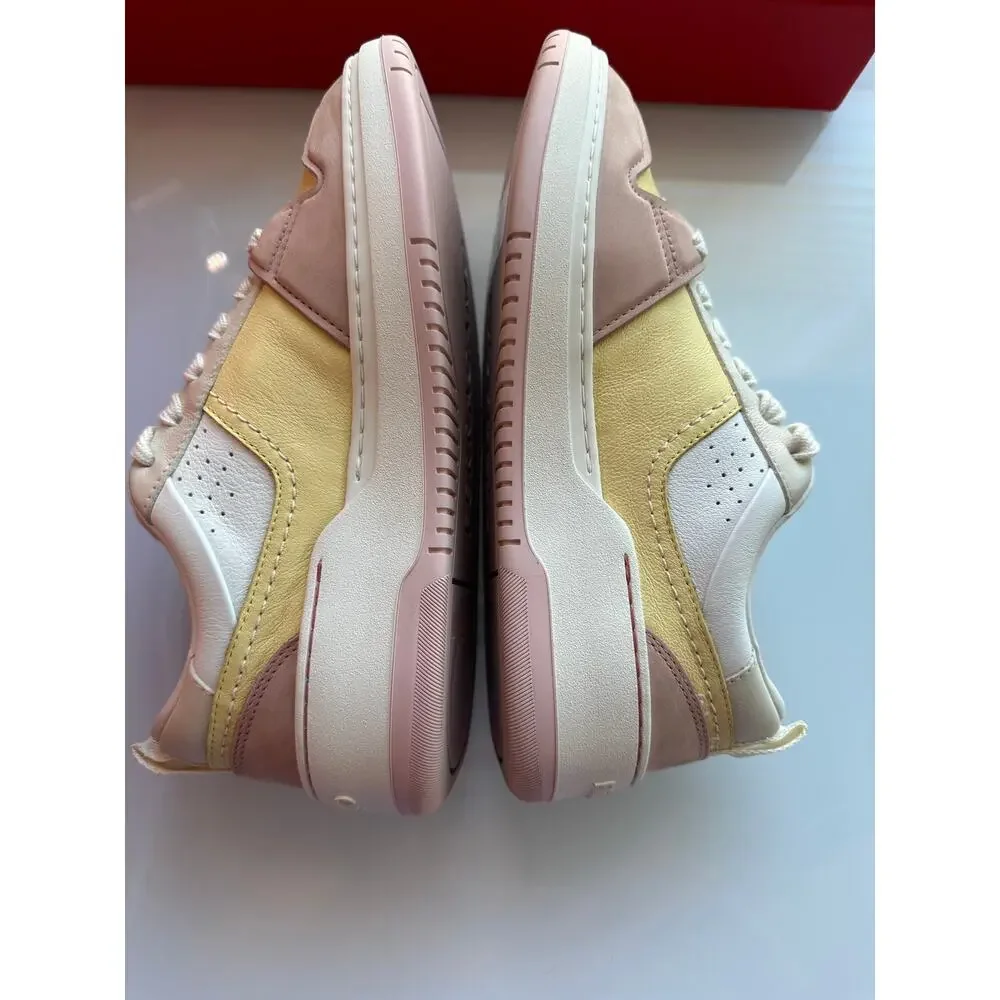 New Salvatore Ferragamo Dennis Leather Sneakers Rose (7)